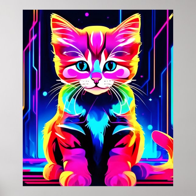 Poster Arte de Gato Vibrante (Frente)