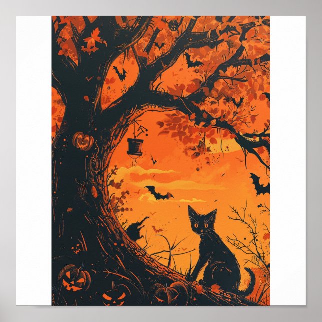 Poster Arte de gatos nas Halloween (Frente)
