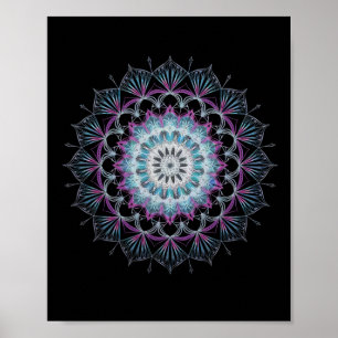 Poster Arte de Geometria Fractal Sagrada Mandala Aquarela