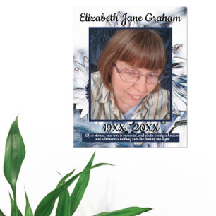 Poster Arte de girassol branca e azul Foto Funerais