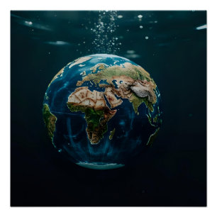 Póster Arte de Globo Subaquático 3D – Terra Submersa