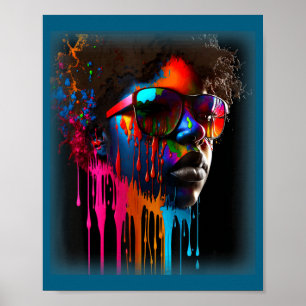 Poster Arte de gotejamento de melanina rainha preta femin