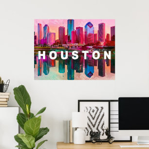 Poster Arte de Grafite do Horizonte de Houston
