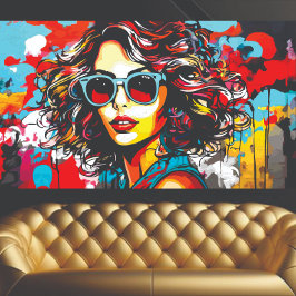 Poster Arte de Grafite Retro Garota