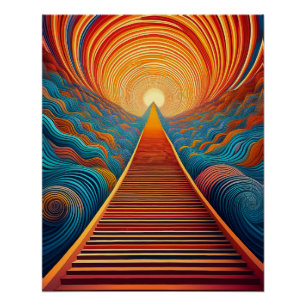 Póster Arte de Illusão Óptica - Caminho sem Fim Vibrante