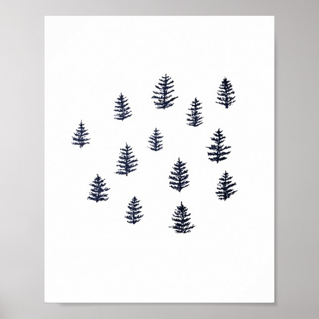 Poster Arte de Ilustração da Floresta Pine Tree (Frente)