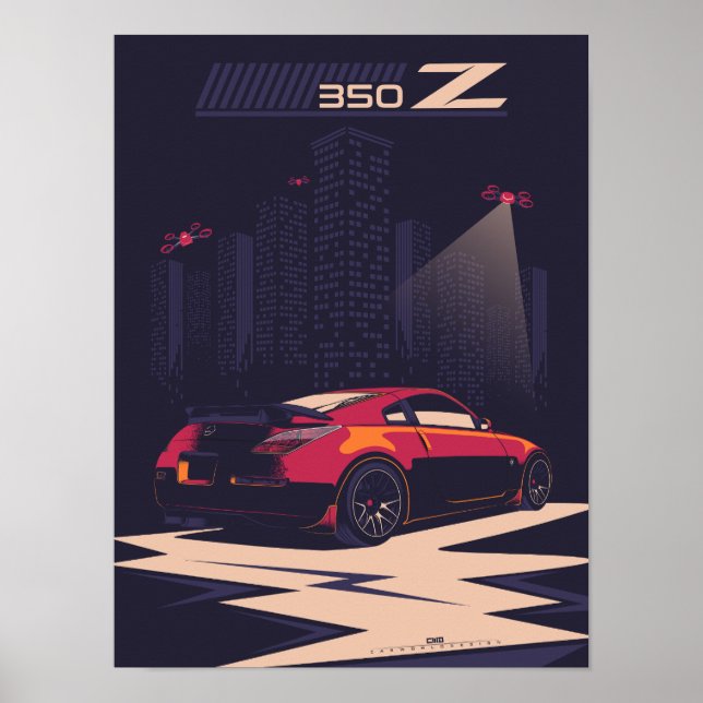 Poster arte de ilustração do carro 350Z (Frente)