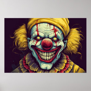 Poster Arte de Ilustração do Palhaço de Carnaval Sinister