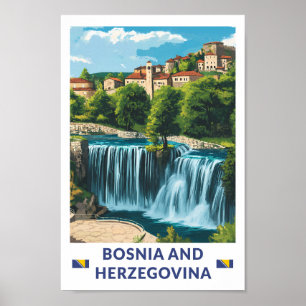 Poster Arte de Ilustração Jajce da Bósnia e Herzegovina