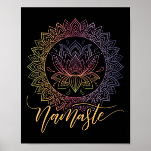 Poster Arte de Ioga Flor de Lótus Mandala Namaste