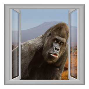 Póster Arte de Janela Curiosa de Gorilla 3D