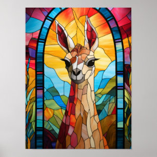 Poster Arte de janela de vitral majestoso pôr do sol da l