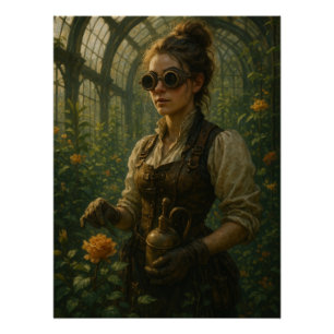 Póster Arte de Jardineira Steampunk Vitoriana