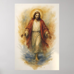 Poster Arte de Jesus Caminhando Sobre a Água, Parede do M