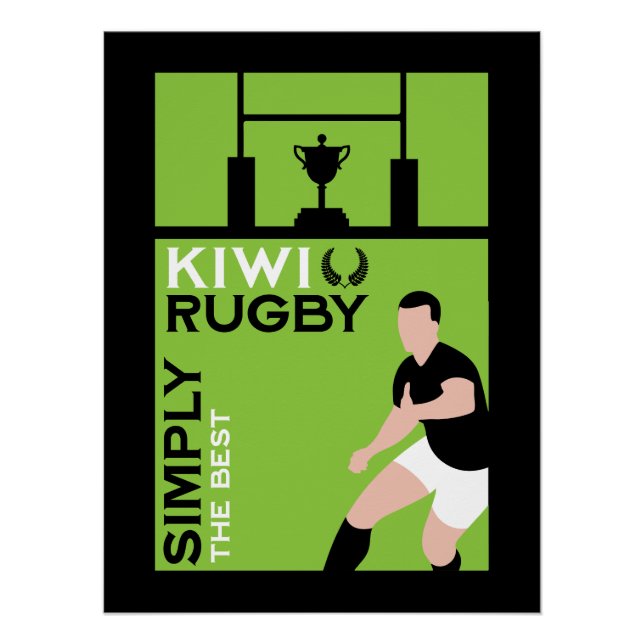 Póster Arte de jogadores de rugby neozelandeses (Frente)