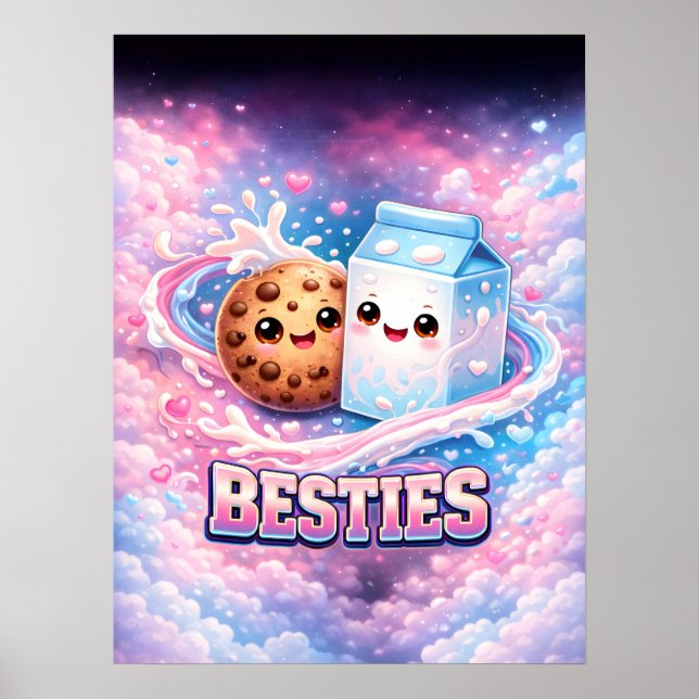 Poster Arte de Leite e Biscoito Fofa (Frente)