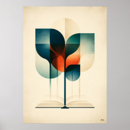 Poster Arte de Leitura Florestal Geométrica Japandi Amant