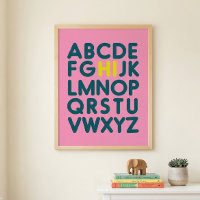 Arte de Letra de Alfabeto Simples e Fofo em Rosa