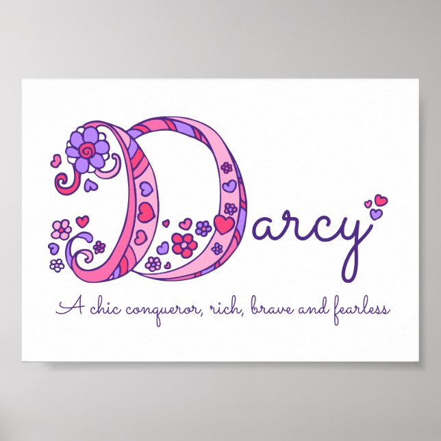Póster Arte de letra maiúscula inicial Darcy D significad (Frente)