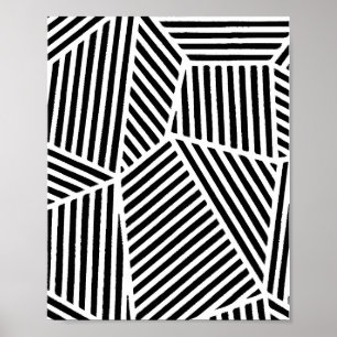 Poster Arte de Linha Branca Abstrato
