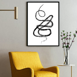 Poster Arte de Linha Contínua com Traço de Pincel Abstrat
