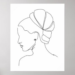 Poster Arte de Linha da Mulher Elegante Minimalista