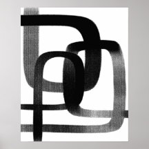 Arte De Linha De Abstrato Contemporânea Preta E Br