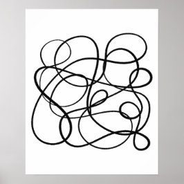 Poster Arte De Linha De Abstrato Contemporânea Preta E Br