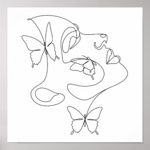 Poster Arte de linha de Abstrato minimalista