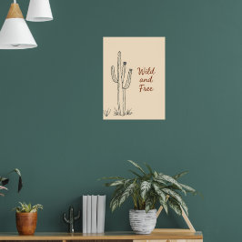 Poster Arte de linha de cactus minimalista