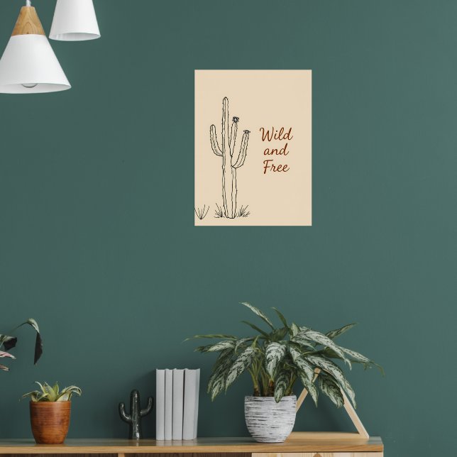 Poster Arte de linha de cactus minimalista (Sala de Estar 1)