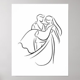 Poster Arte de Linha de Casamento