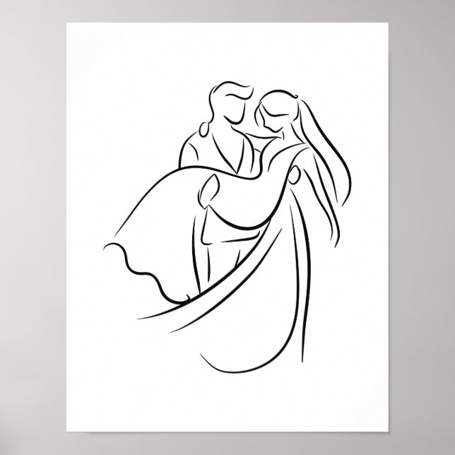 Poster Arte de Linha de Casamento (Frente)
