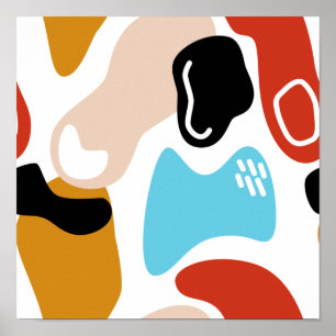 Poster Arte de linha de dedo com glamor de Abstrato retrô