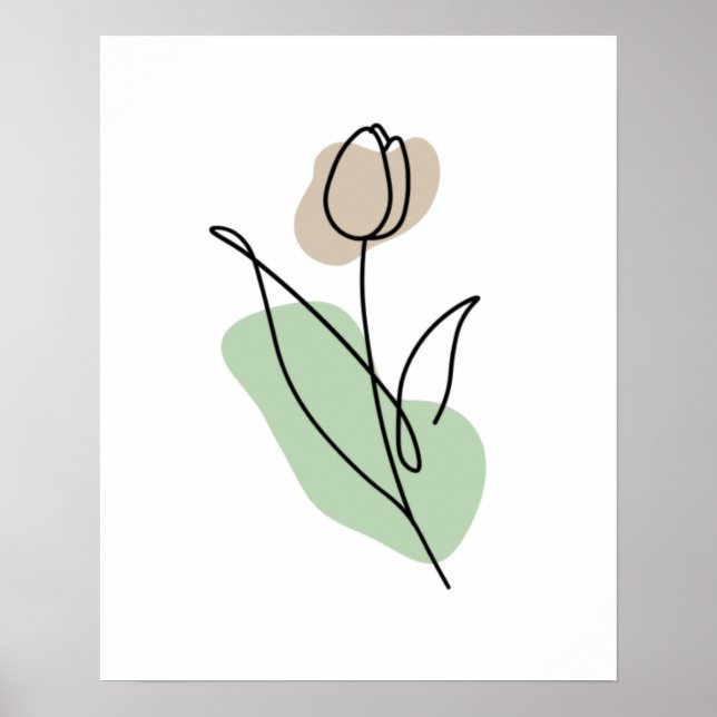 Poster Arte de Linha de Flor (Frente)