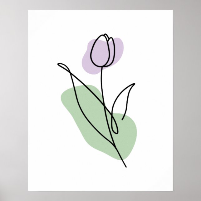Poster Arte de Linha de Flor (Frente)