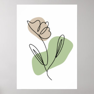 Poster Arte de Linha de Flor