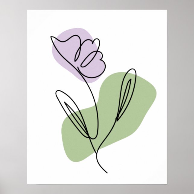 Poster Arte de Linha de Flor (Frente)