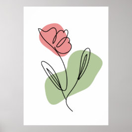 Poster Arte de Linha de Flor