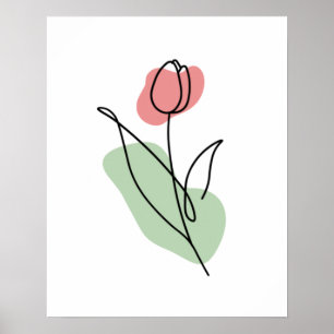 Poster Arte de Linha de Flores