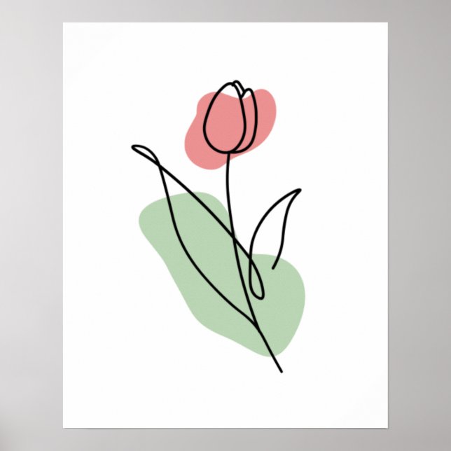Poster Arte de Linha de Flores (Frente)
