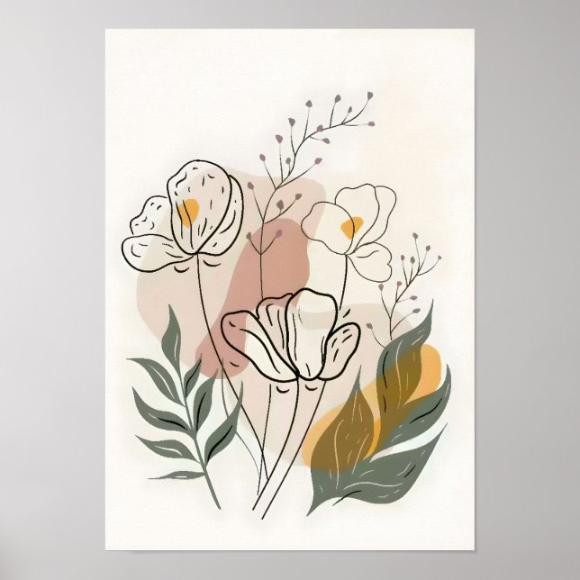 Poster Arte de linha de flores minimalista (Frente)