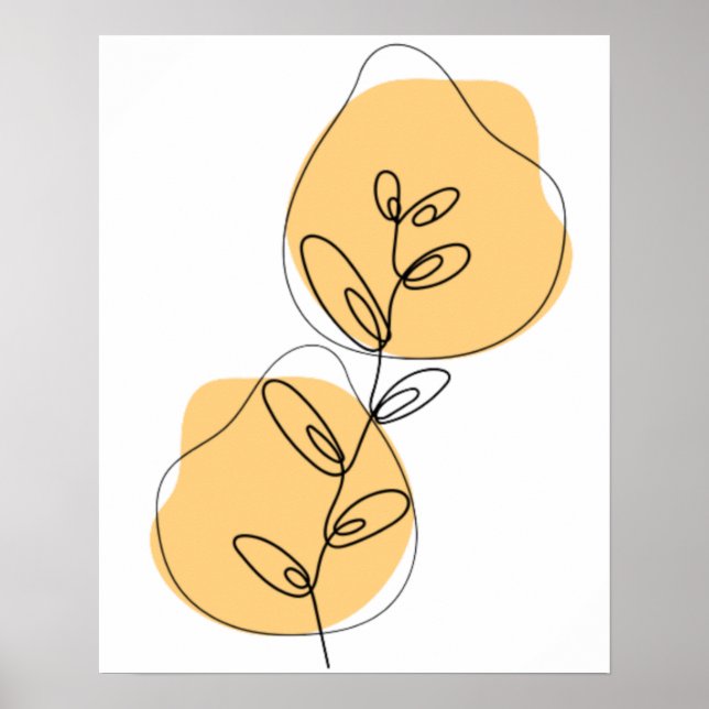 Poster Arte de Linha de Galhos e Folhas (Frente)