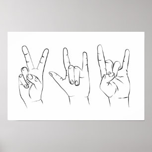Poster Arte de linha de gesto manual