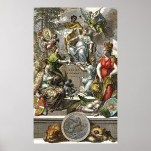 Poster Arte de Linha de Mapa Cartográfico Antigo