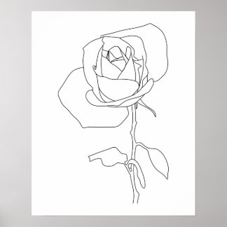 Poster Arte de linha de Rosa de Abstrato minimalista