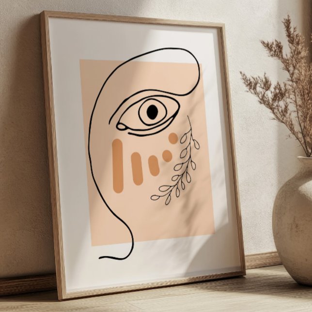 Poster Arte de Linha de Rosto Abstrato BOHO Chic Cúbico (Criador carregado)