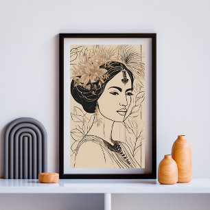 Poster Arte de Linha Divina Deusa