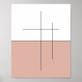 Poster Arte de linha do Horizonte de Pêssego Minimalista