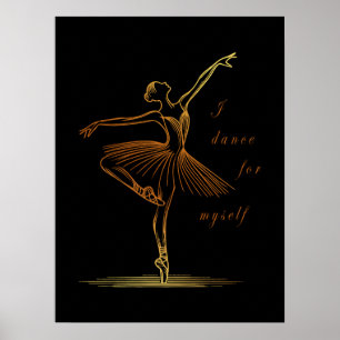 Poster Arte de Linha Elegante de Bailarina - Eu Danço Par